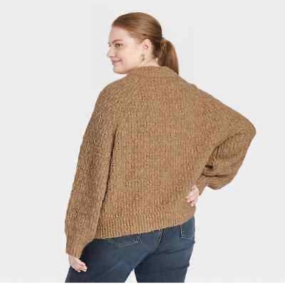 Universal Thread Mock Neck Cable Knit Sweater Women’s Sz 1X Camel Brown NEW - Picture 6 of 10
